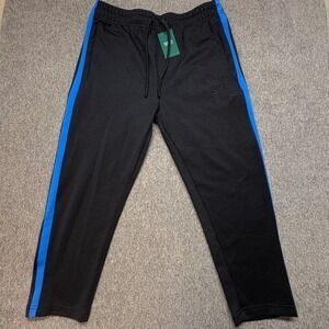 Maison Article Men Track Pants Black Blue Stripe Logo Athletic L